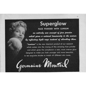 Germaine Monteil Superglow Face Powder AD 1960s Vintage Print Ad